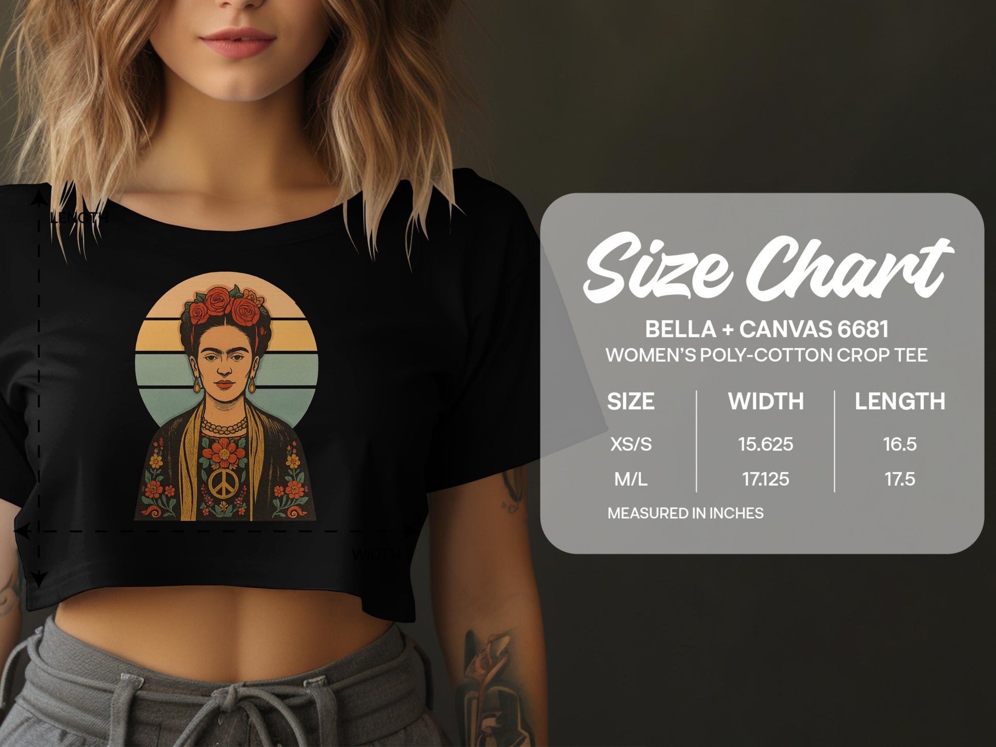 Frida Kahlo Inspired Women's Crop Top Tee product