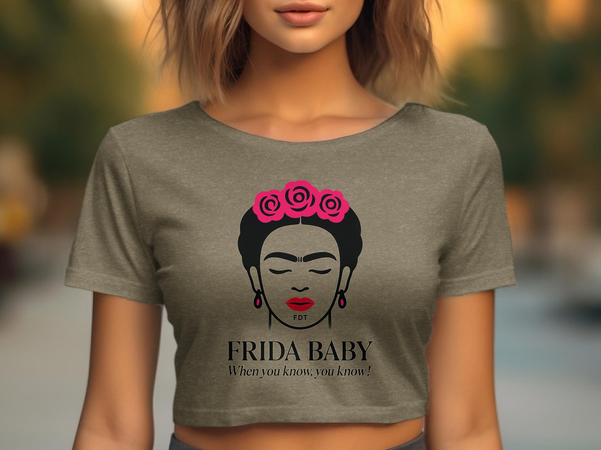 Frida Baby Artwork Design Crop Top Fashion Product