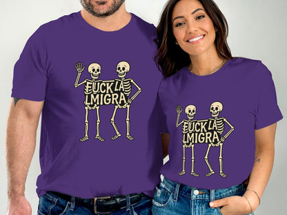 Humorous Skeletons Design Purple T-Shirt product