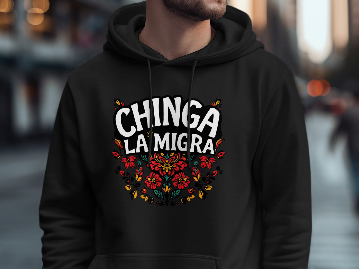 Chinga La Migra Floral Graphic Design Hoodie product