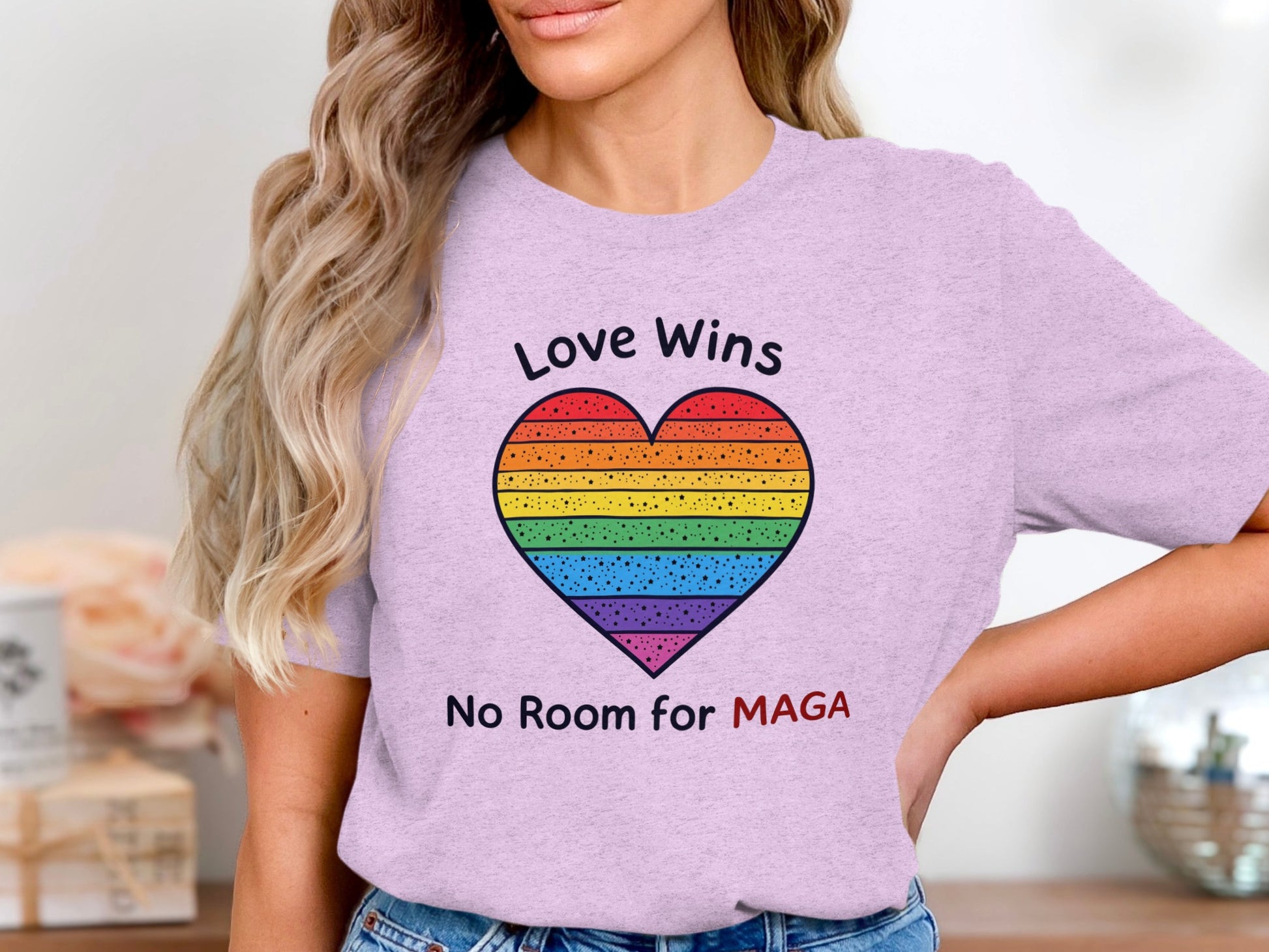 Love Wins No Room for MAGA Heart Rainbow Shirt