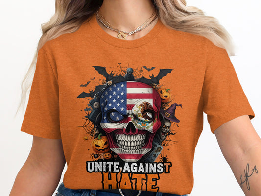 Unite Against Hate Skull Halloween T-Shirt product type