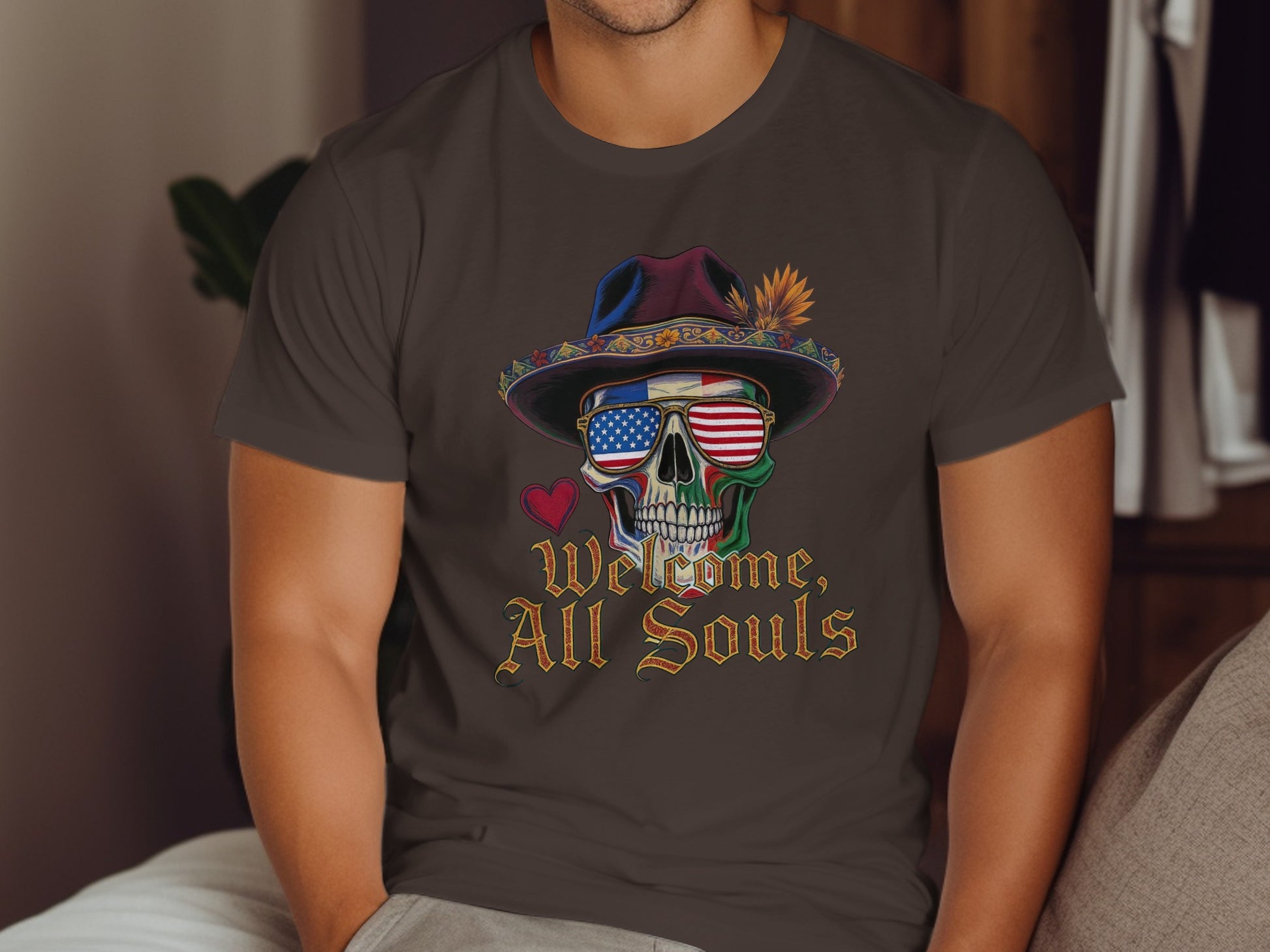 Welcome All Souls American Flag Hat Skull product type