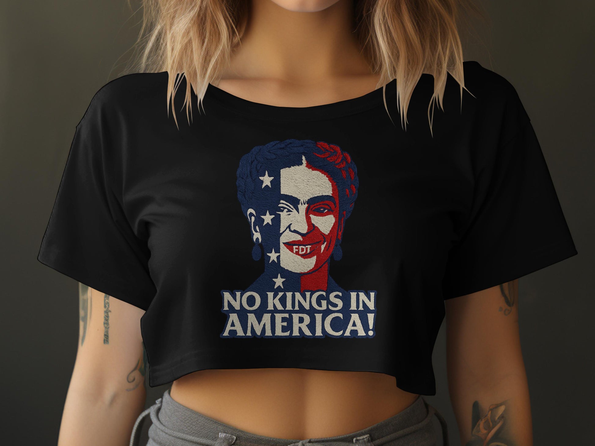 Patriotic No Kings In America Graphic Crop Top product