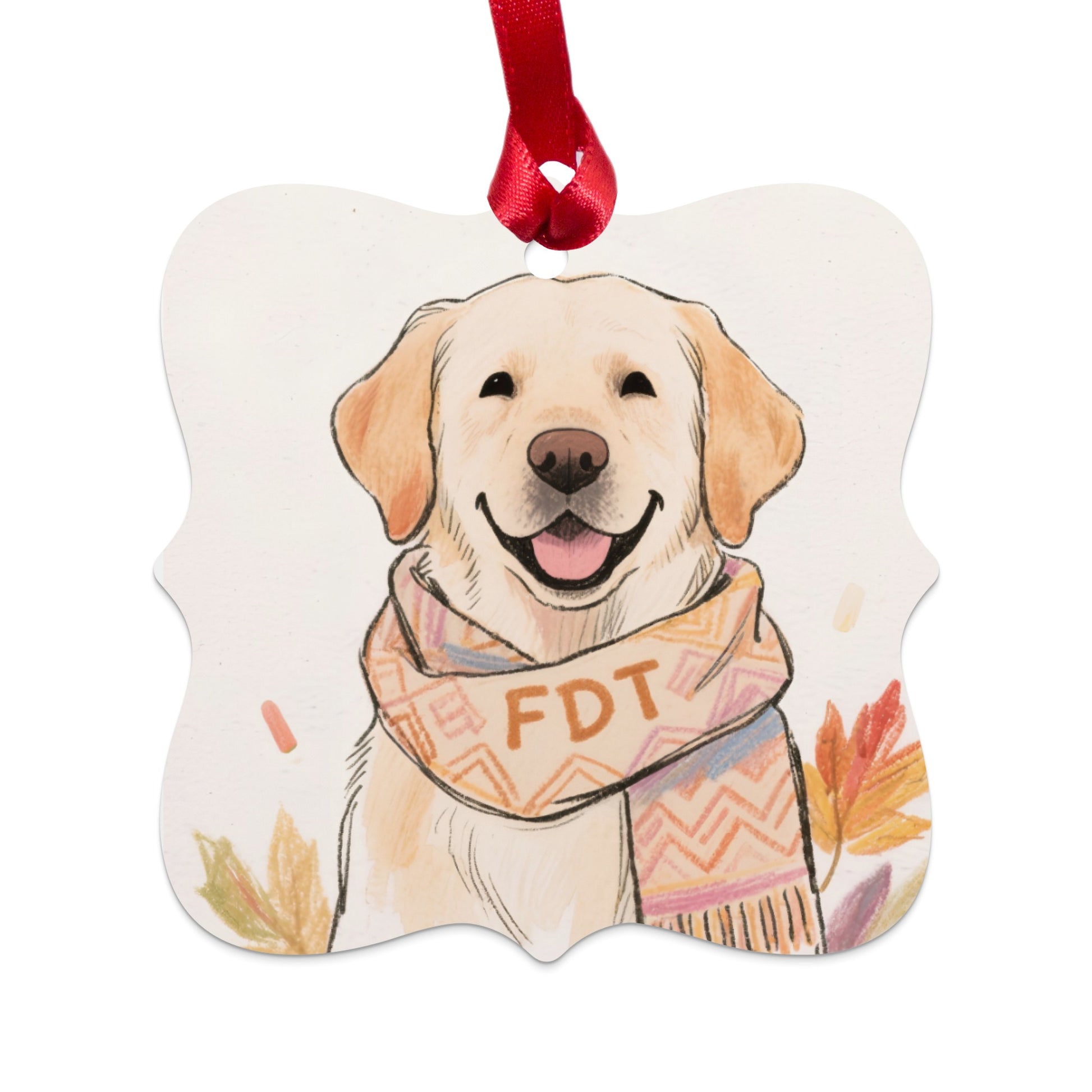 Golden Retriever Dog Wearing Scarf Hanging Ornament