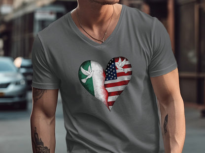 Heart with American Mexican Flags and Doves T-shirt product