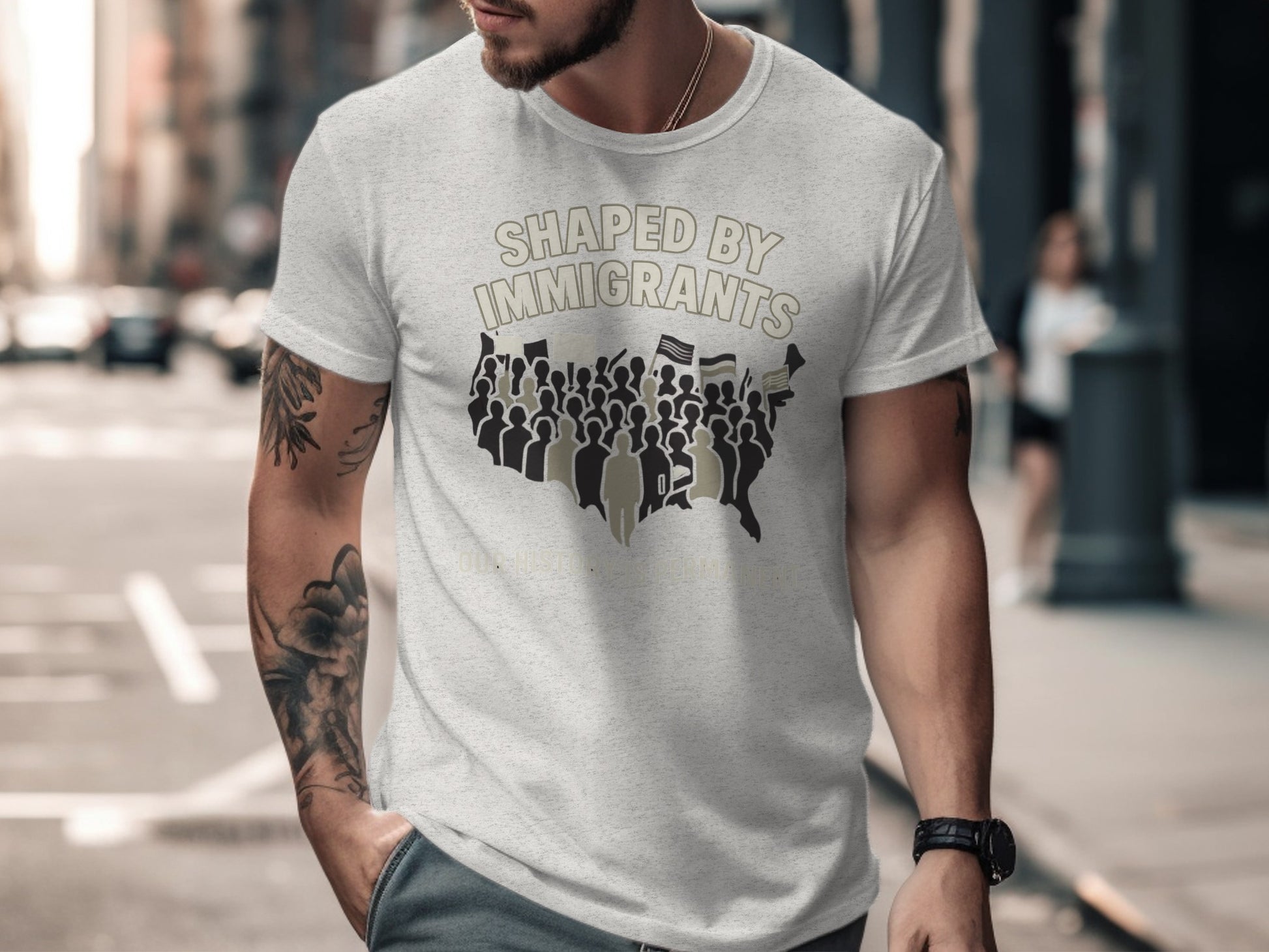 Shaped By Immigrants Graphic White T-Shirt product