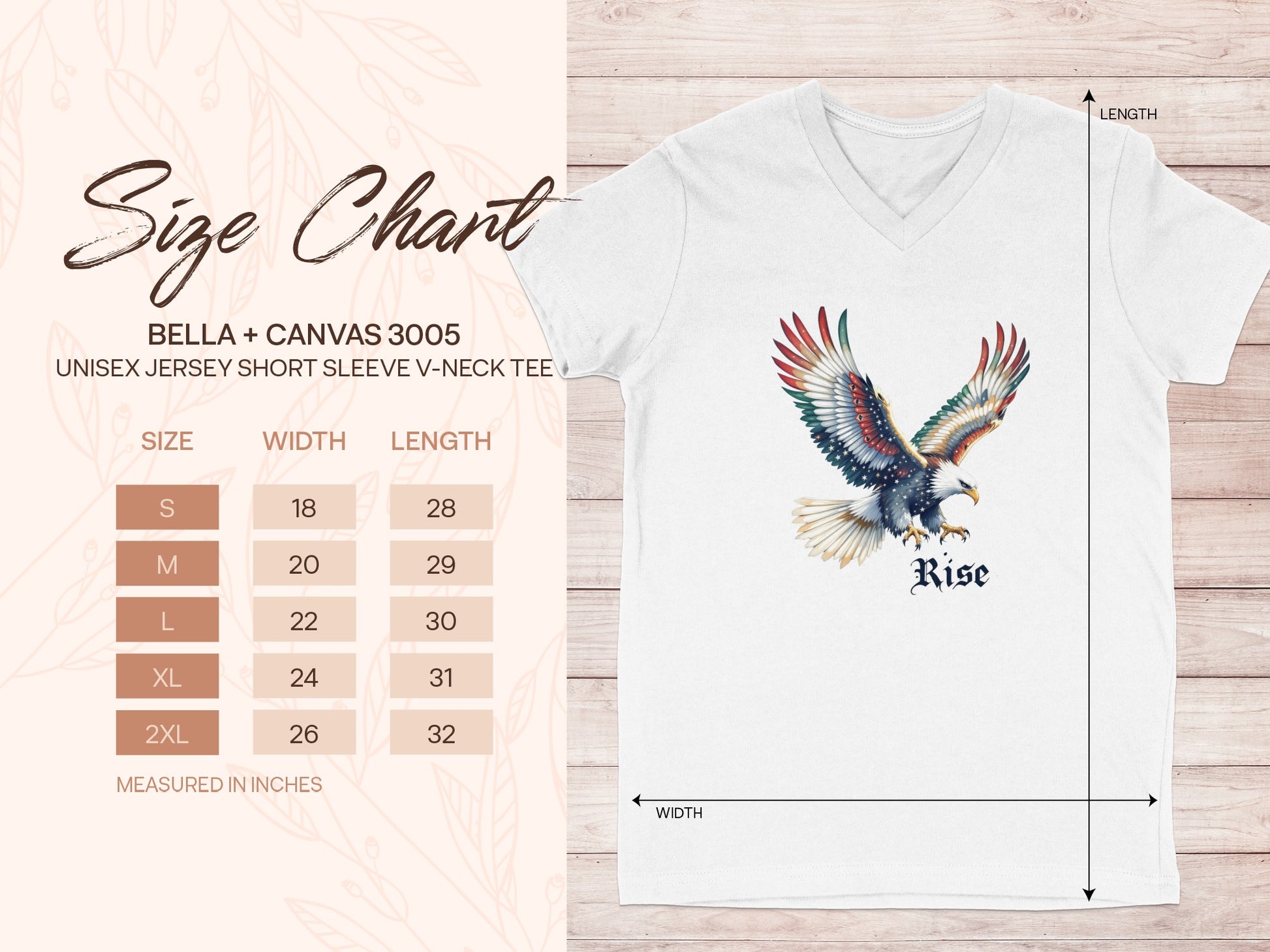Soaring Eagle Design on White V Neck Tee product