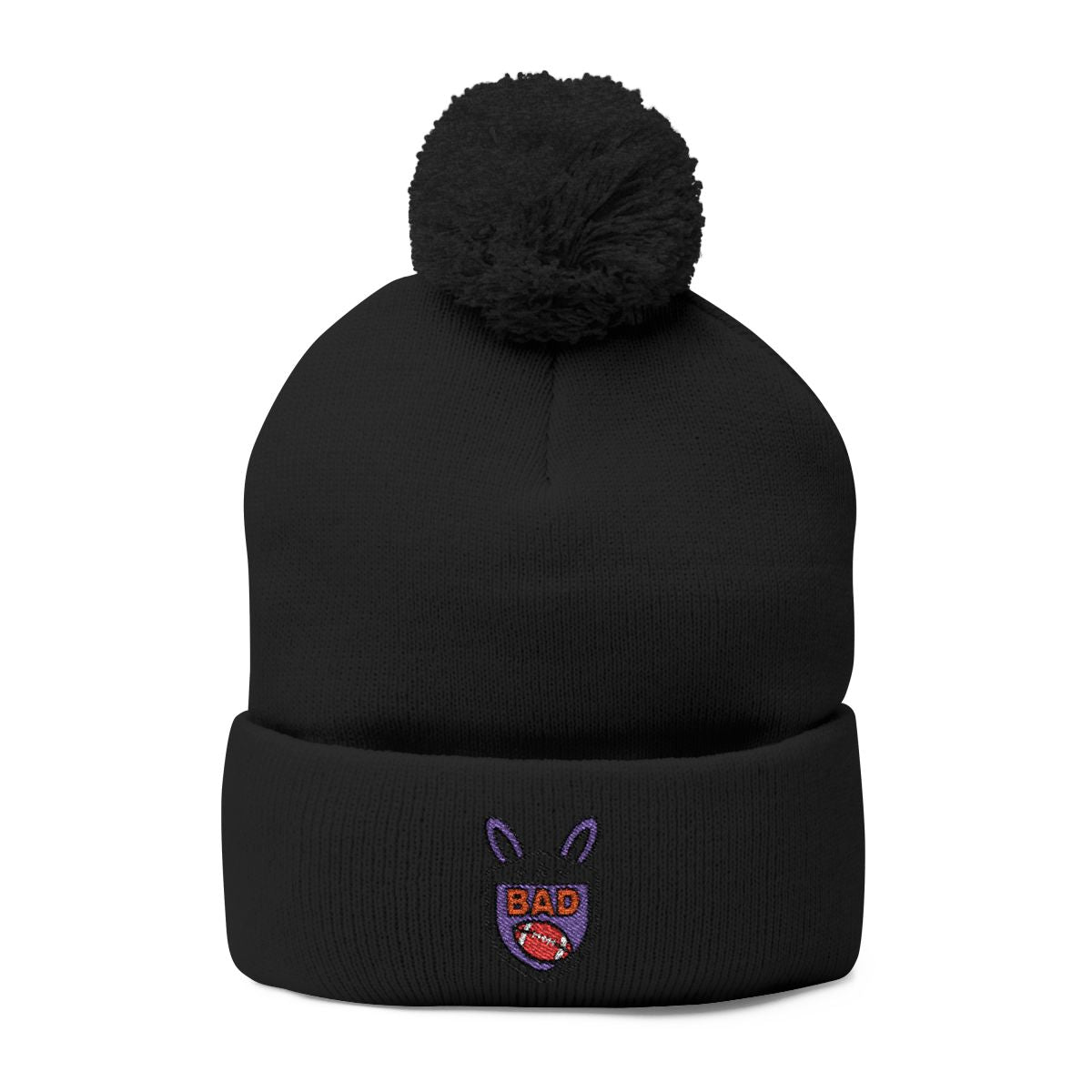 Black Beanie with BAD Logo Embroidery Knitted Hat
