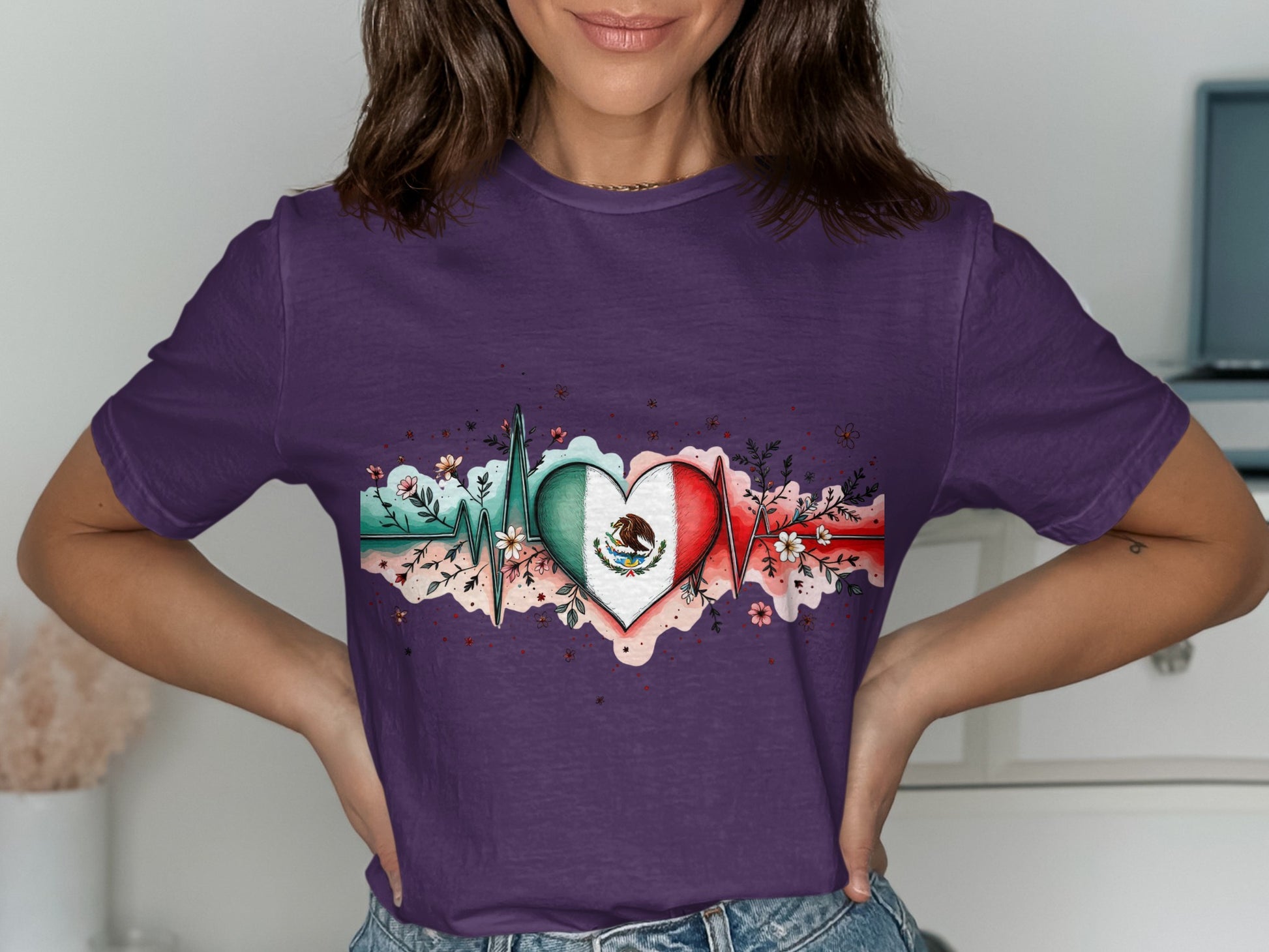 Heartbeat Mexican Flag Themed Graphic Tee product