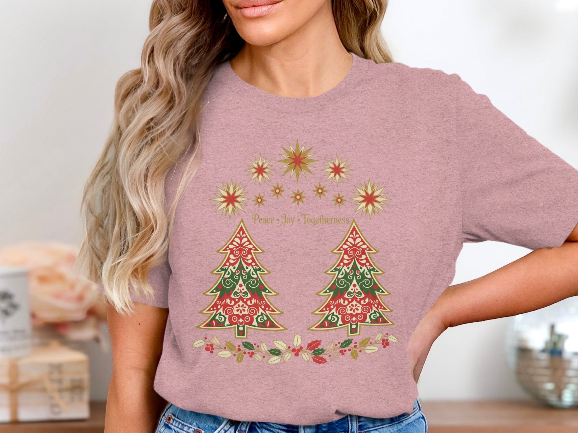 Peace Joy Togetherness Christmas Tree Graphic T-shirt