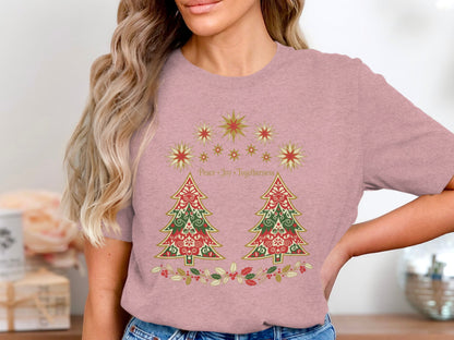 Peace Joy Togetherness Christmas Tree Graphic T-shirt