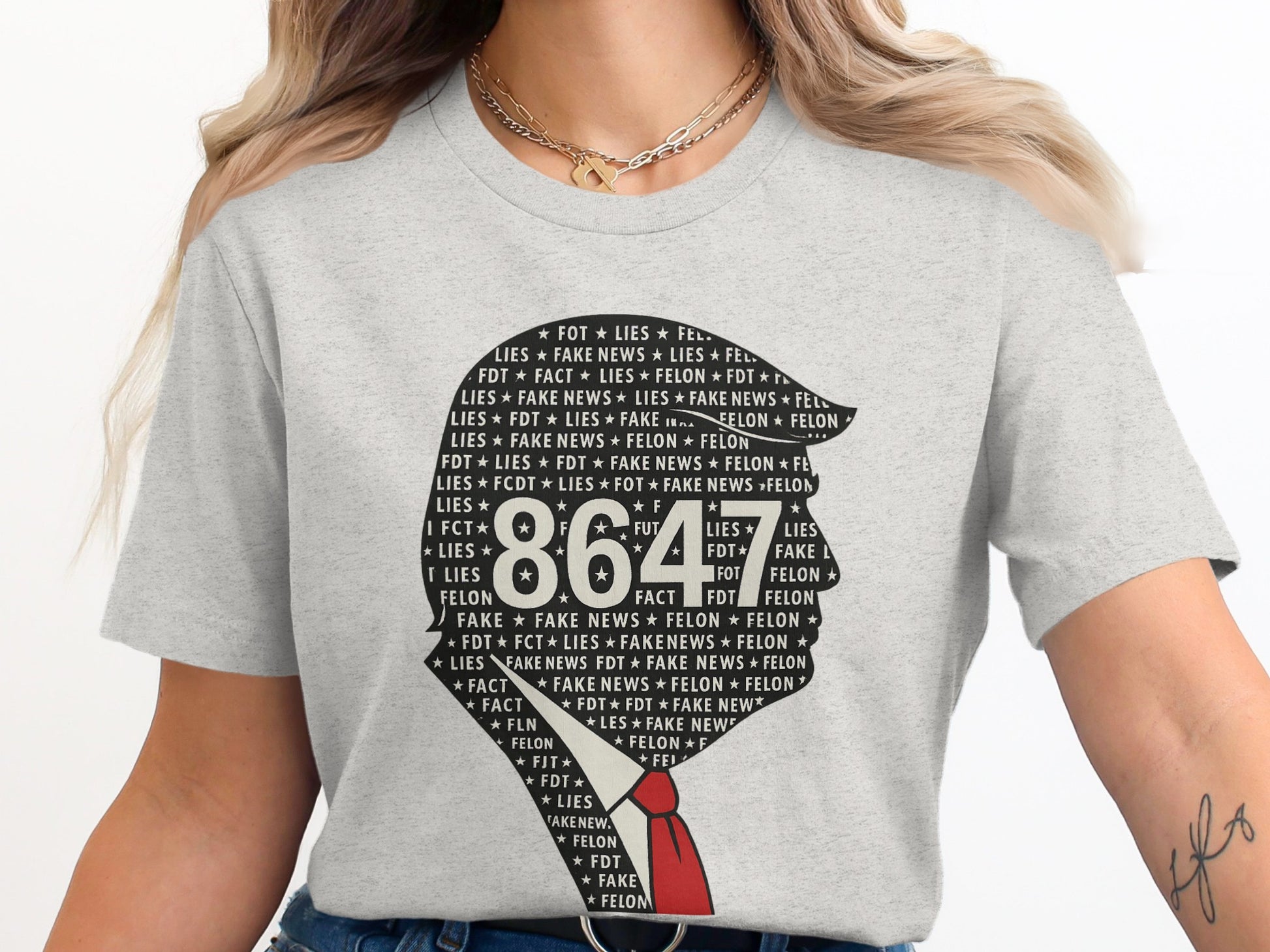 8647 Lies Fake News Felon FDT Grey Shirt product type