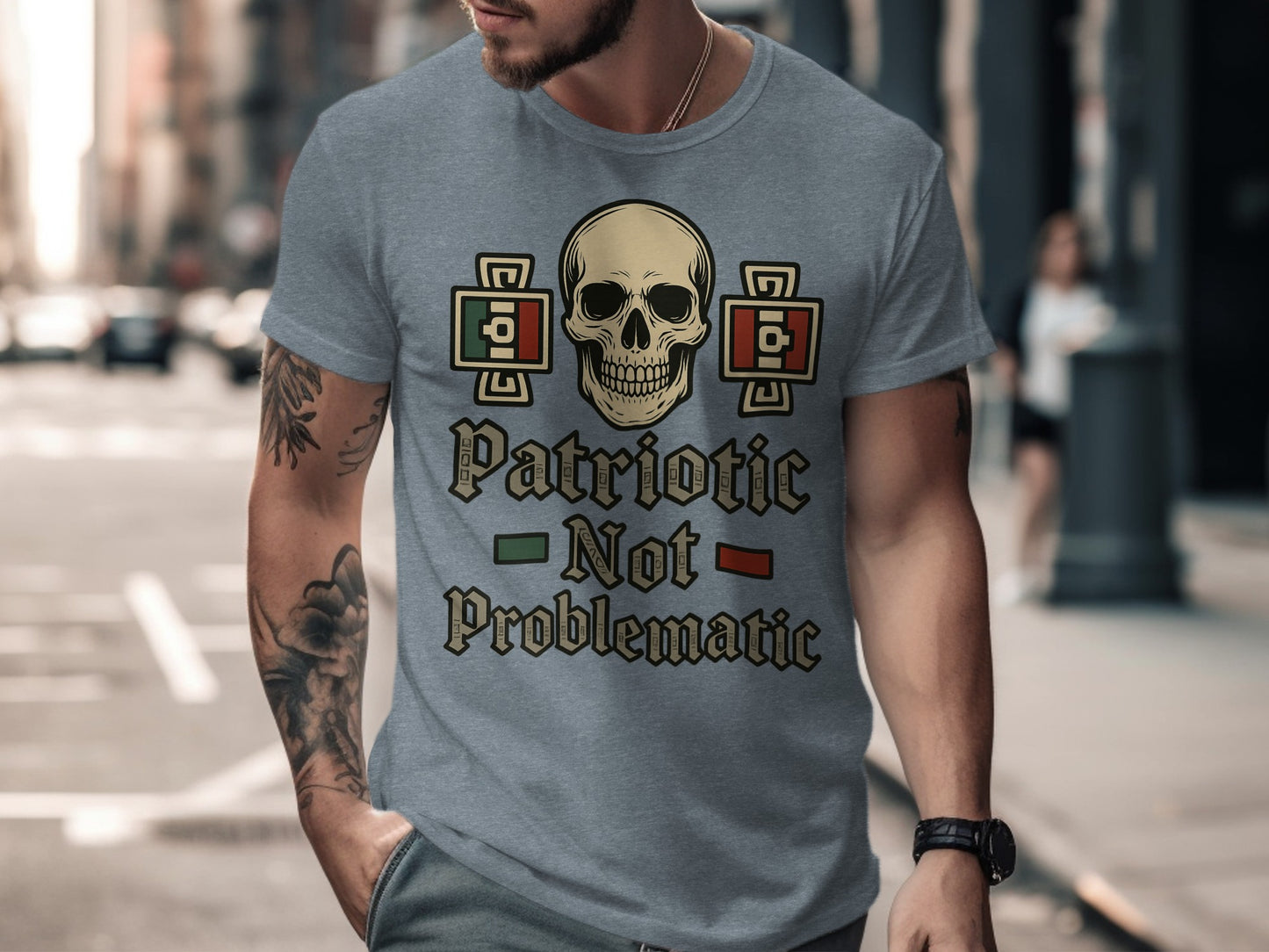 Patriotic Not Problematic Skull Design T-shirt