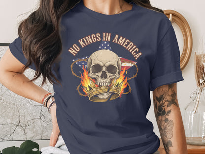 No Kings in America Skull Graphic T-Shirt