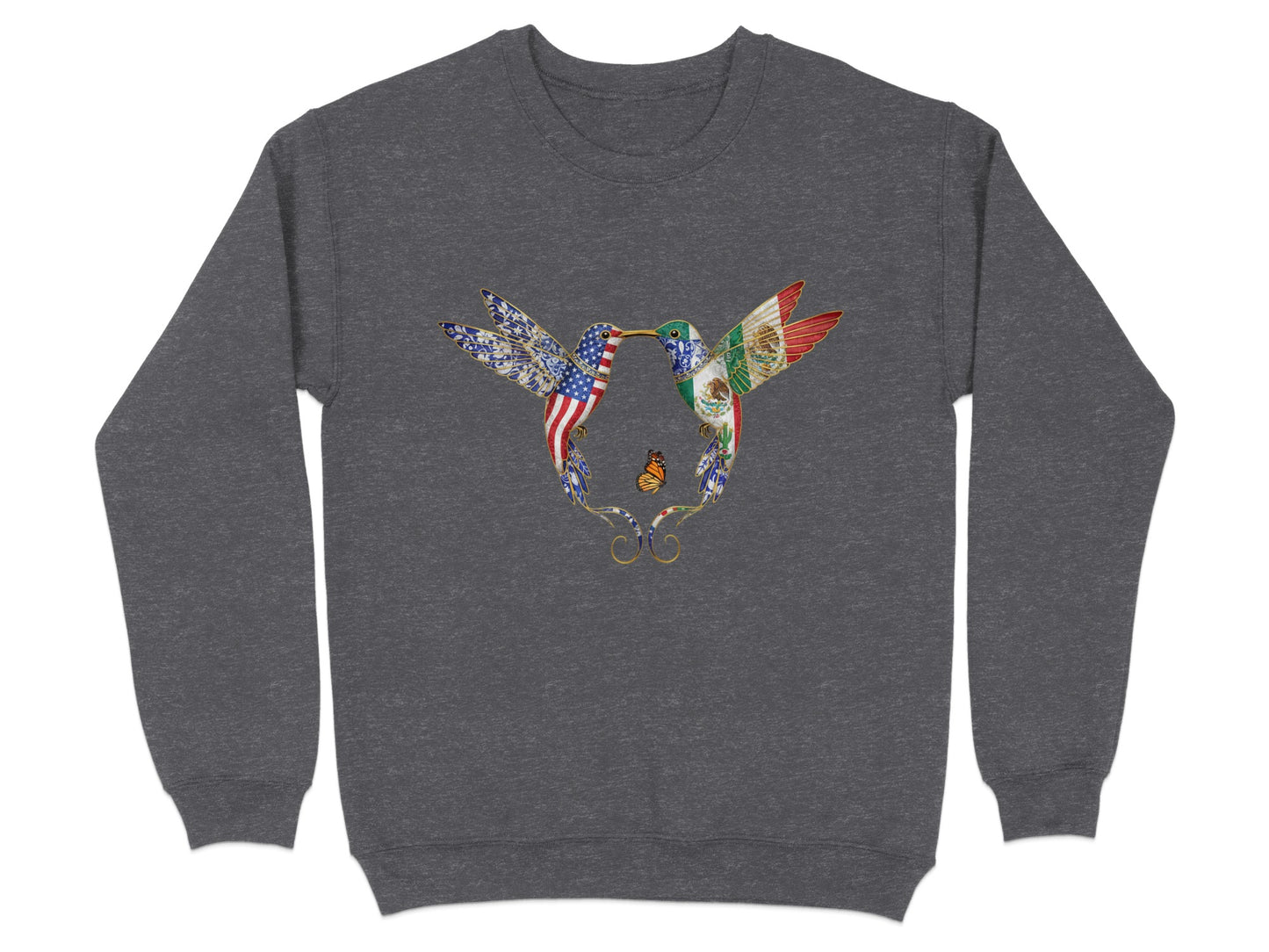 Hummingbirds with Flags and Butterfly Graphic Sweatshirt
