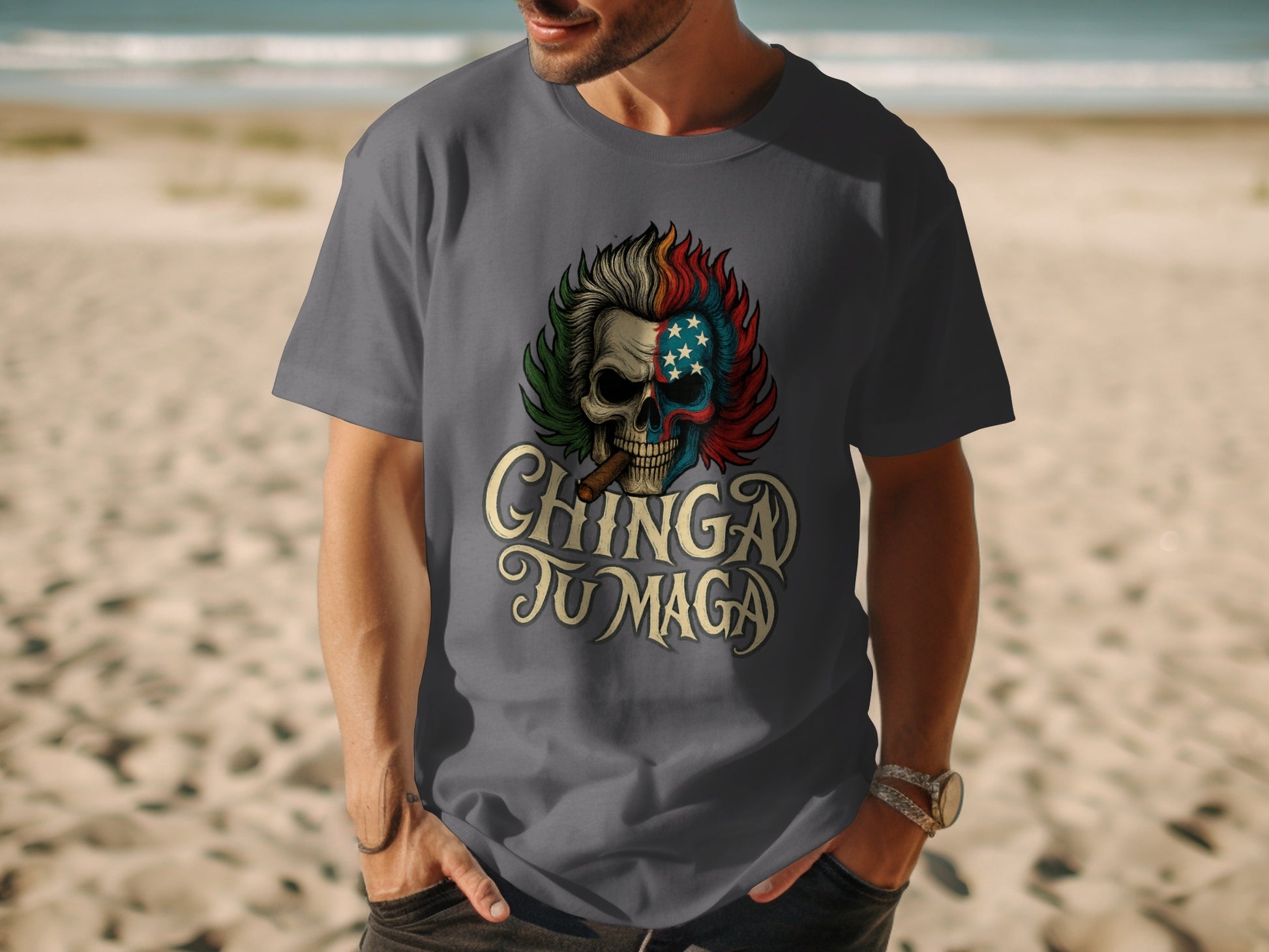 Bold Multicolor Design Skull Print Graphic T-shirt Product