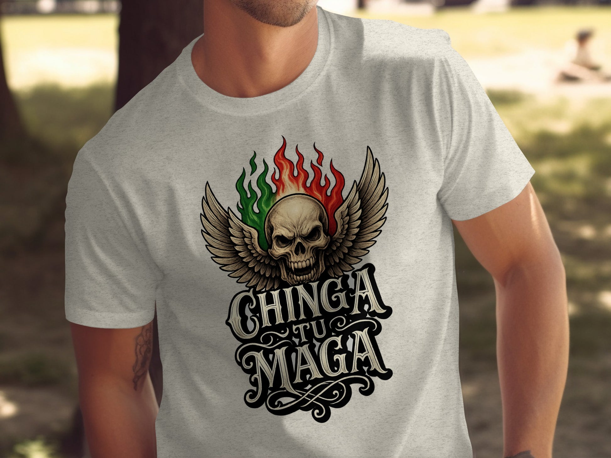 Chinga Tu Maga Skull Design Round Neck T-shirt product type