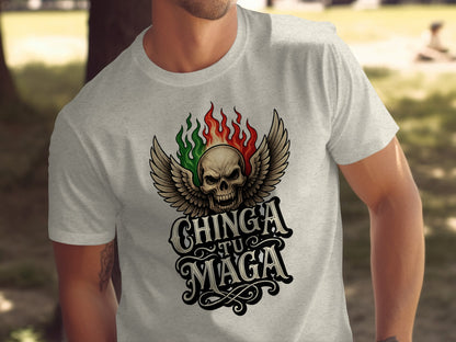 Chinga Tu Maga Skull Design Round Neck T-shirt product type