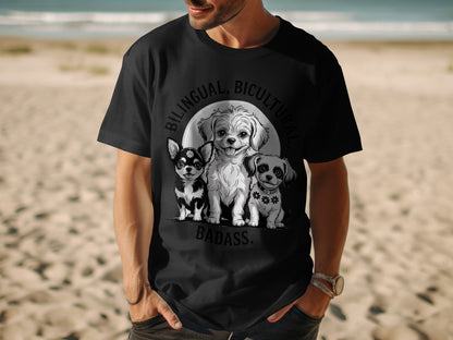 Bilingual Bicultural Badass Adorable Dogs T-Shirt Product