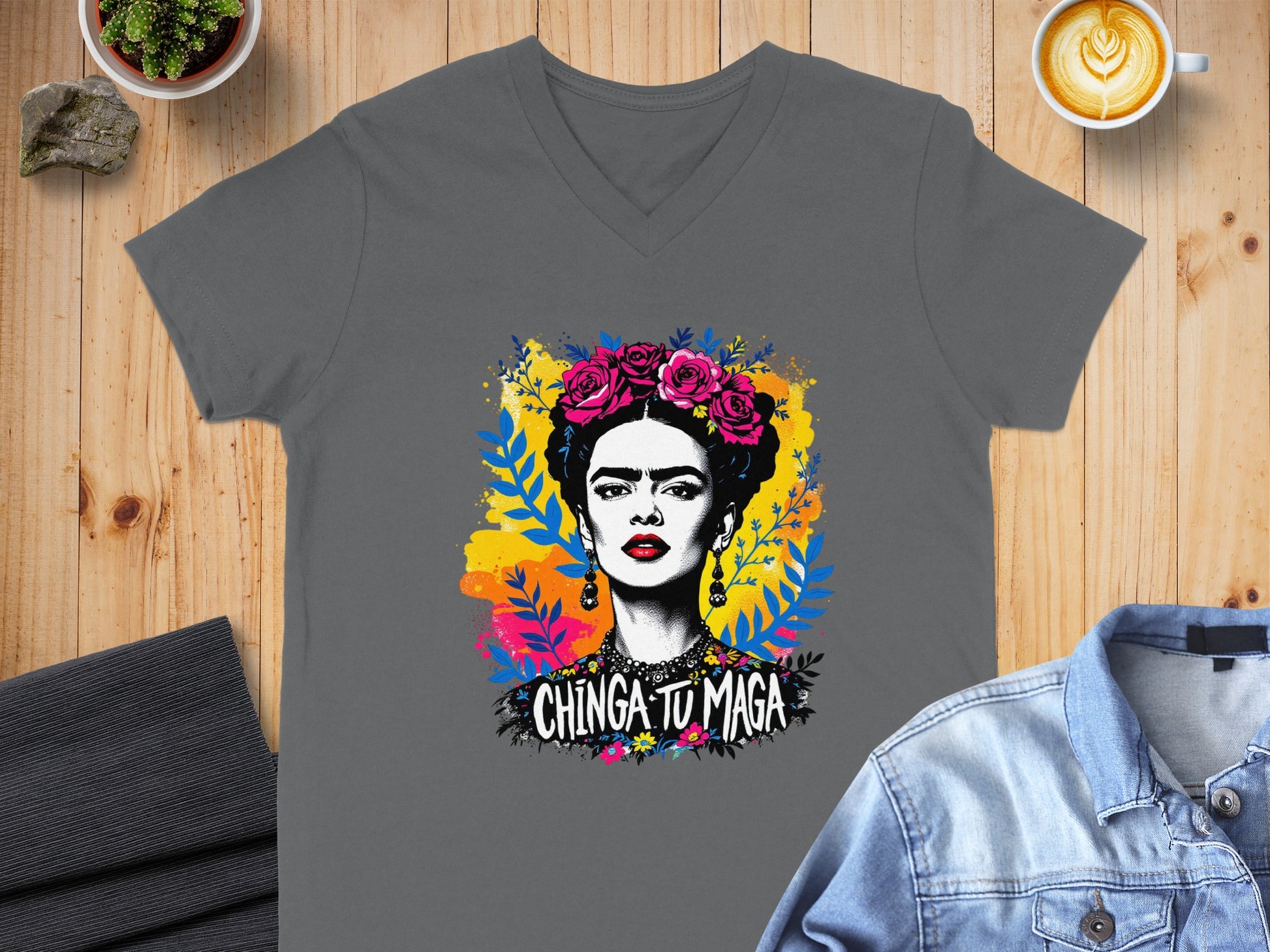 Chinga Tu Maga Colorful Artistic V-Neck T-Shirt product