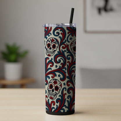 Skulls and Swirls Patterned Travel Tumbler product