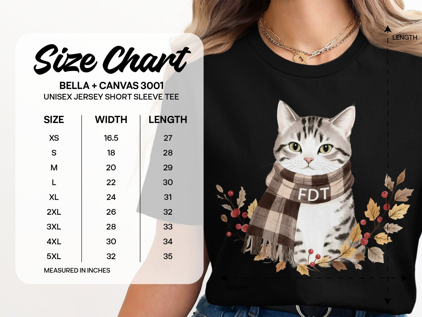 Cute Cat in Scarf Graphic Womens Short Sleeve Tee