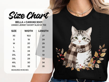 Cute Cat in Scarf Graphic Womens Short Sleeve Tee