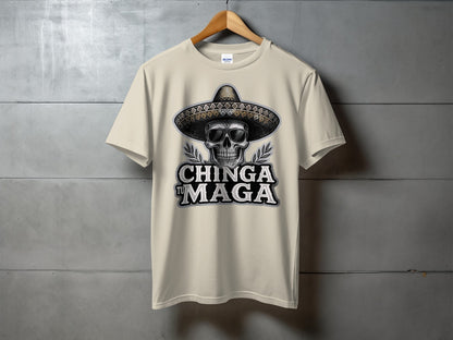 Chinga Tu Maga Skull Sombrero Design T-Shirt product