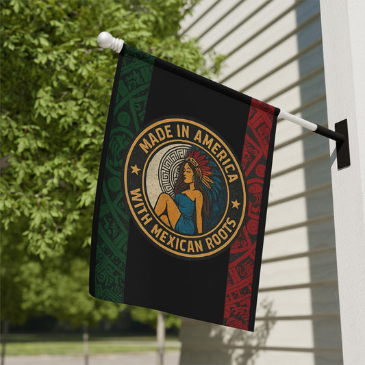 Made in America With Mexican Roots Decorative Flag