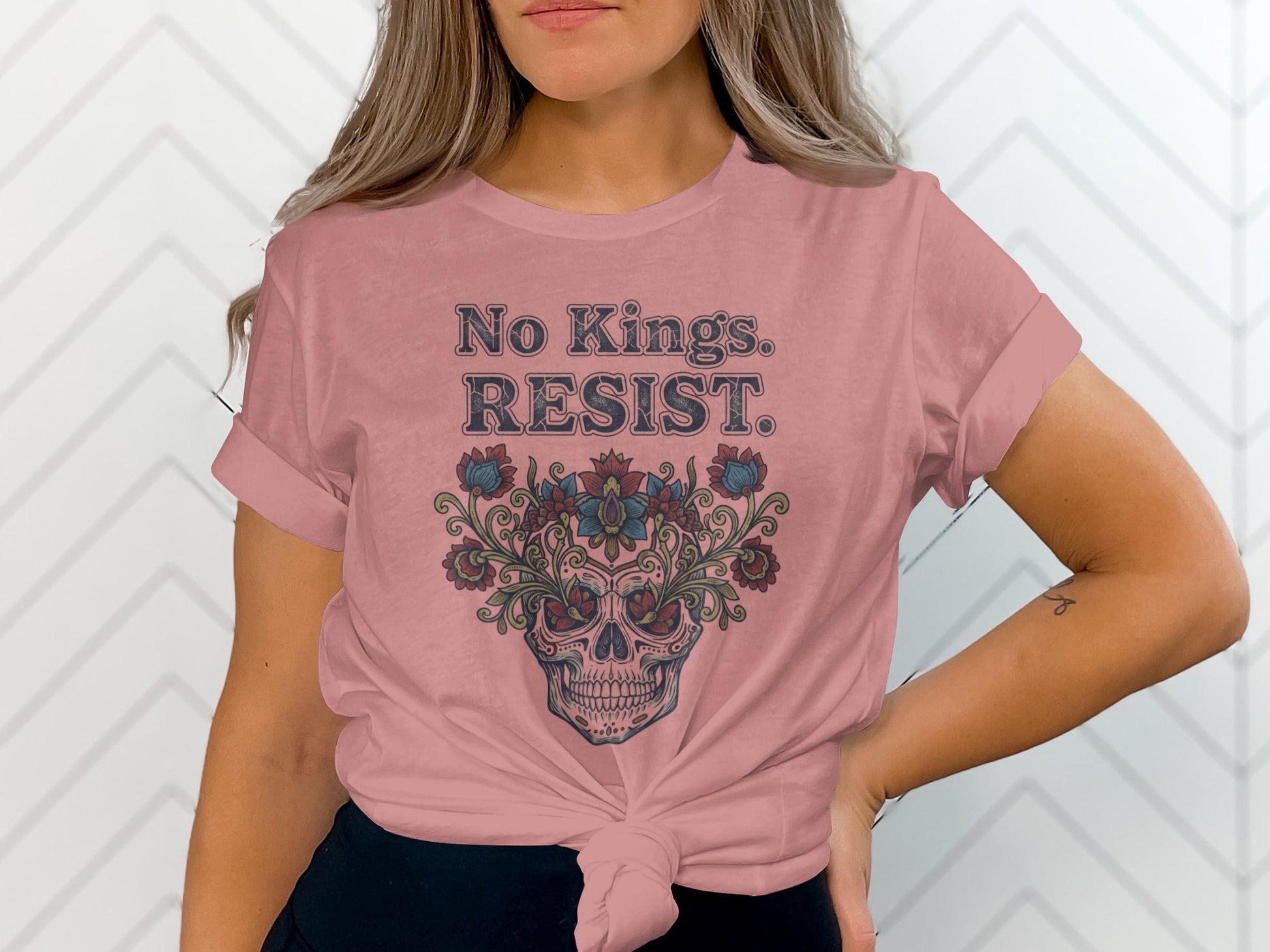 No Kings RESIST Skull Graphic Shirt product type