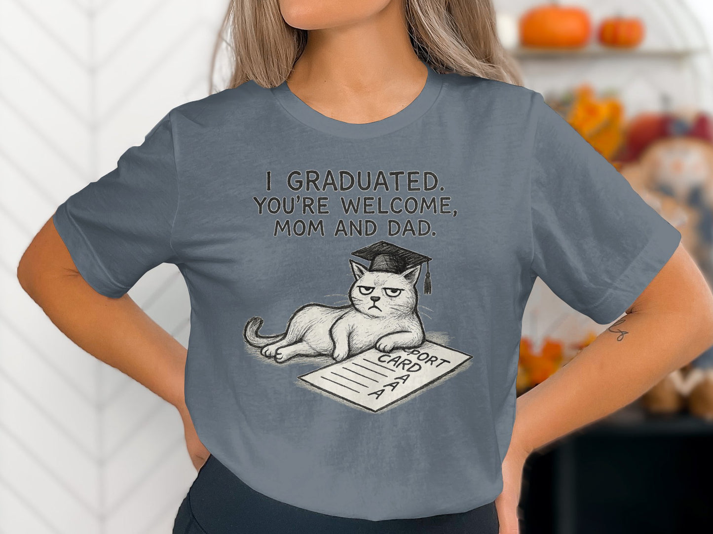 Graduated You're Welcome Mom and Dad Cat T-Shirt product type