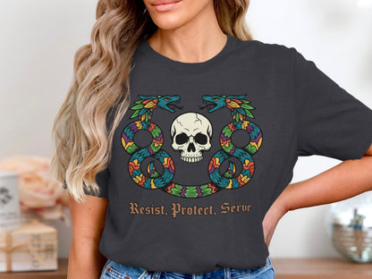 Resist Protect Serve Skull Snake T-shirt