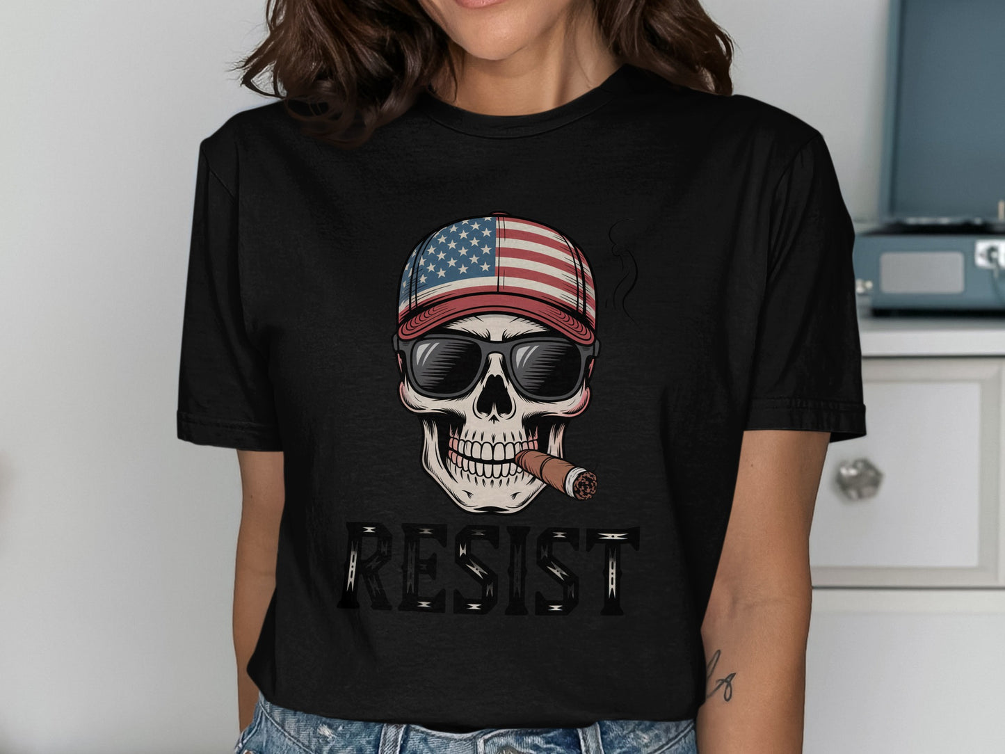 American Skull Resist Design Black T-Shirt product