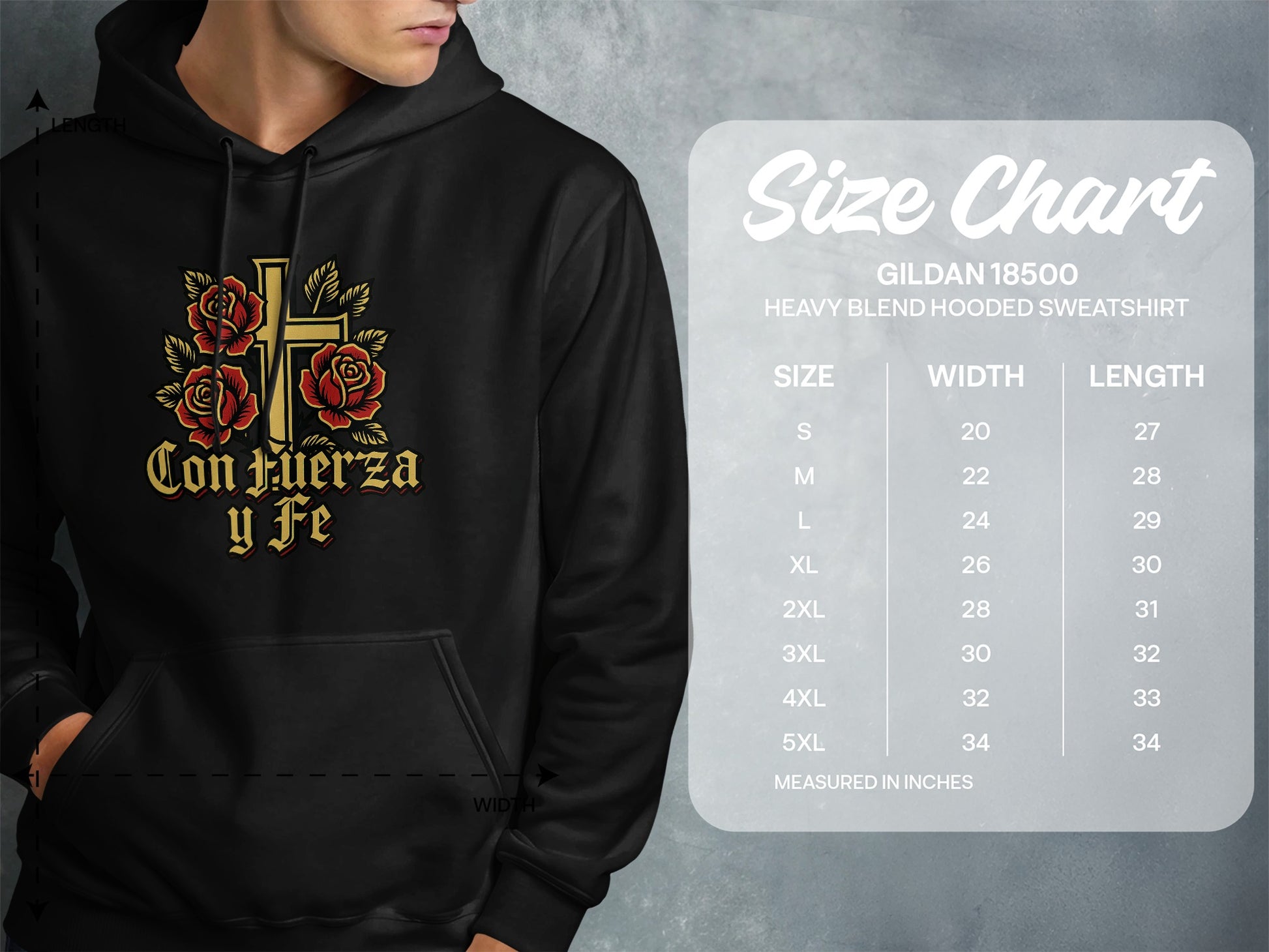 Con Fuerza y Fe Heavy Blend Hooded Sweatshirt product type