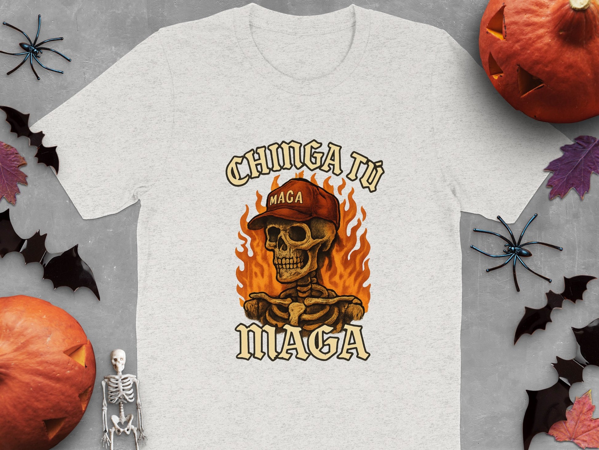 Chinga Tu Maga Skeleton with Cap Design T-shirt product type