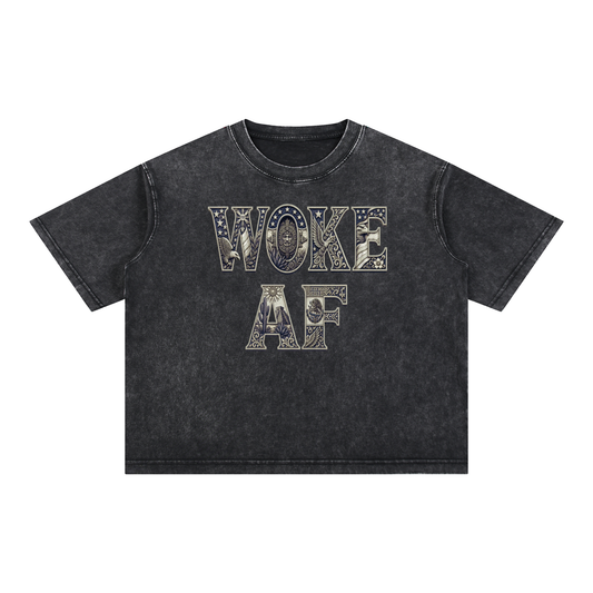 Woke AF with subtle fdt Mineral Wash Boxy Cotton T-Shirt
