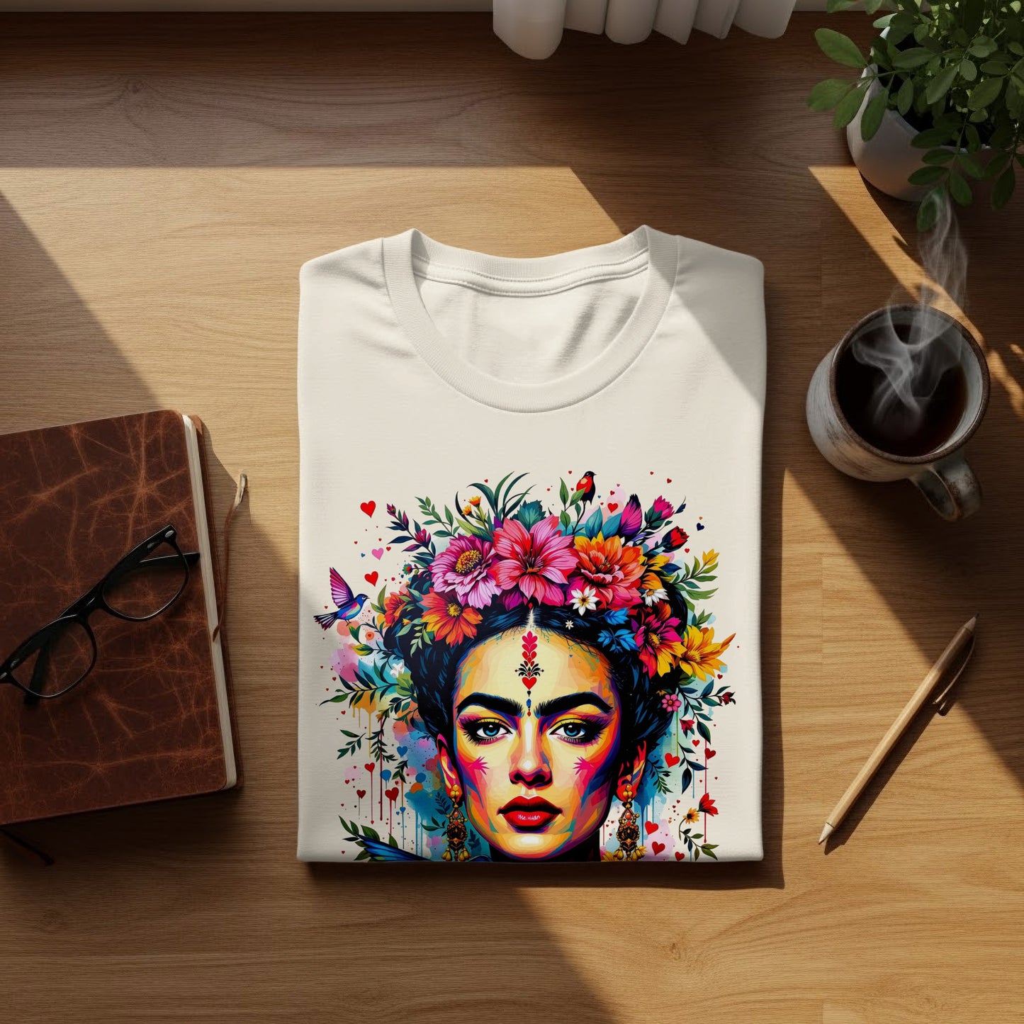 Colorful Frida Kahlo Inspired Art Floral Portrait product type