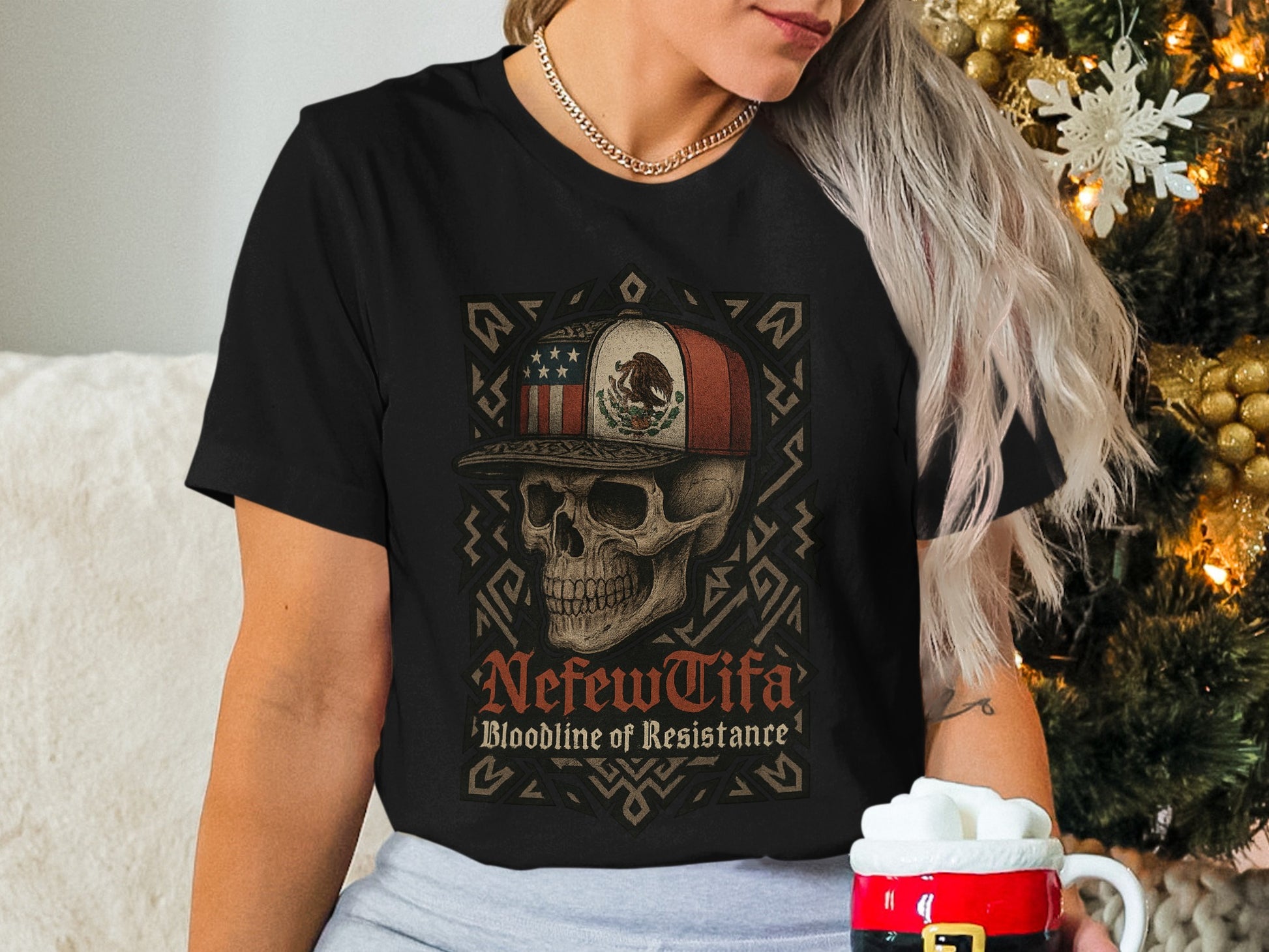 Skull with Cap and Bloodline of Resistance T-Shirt