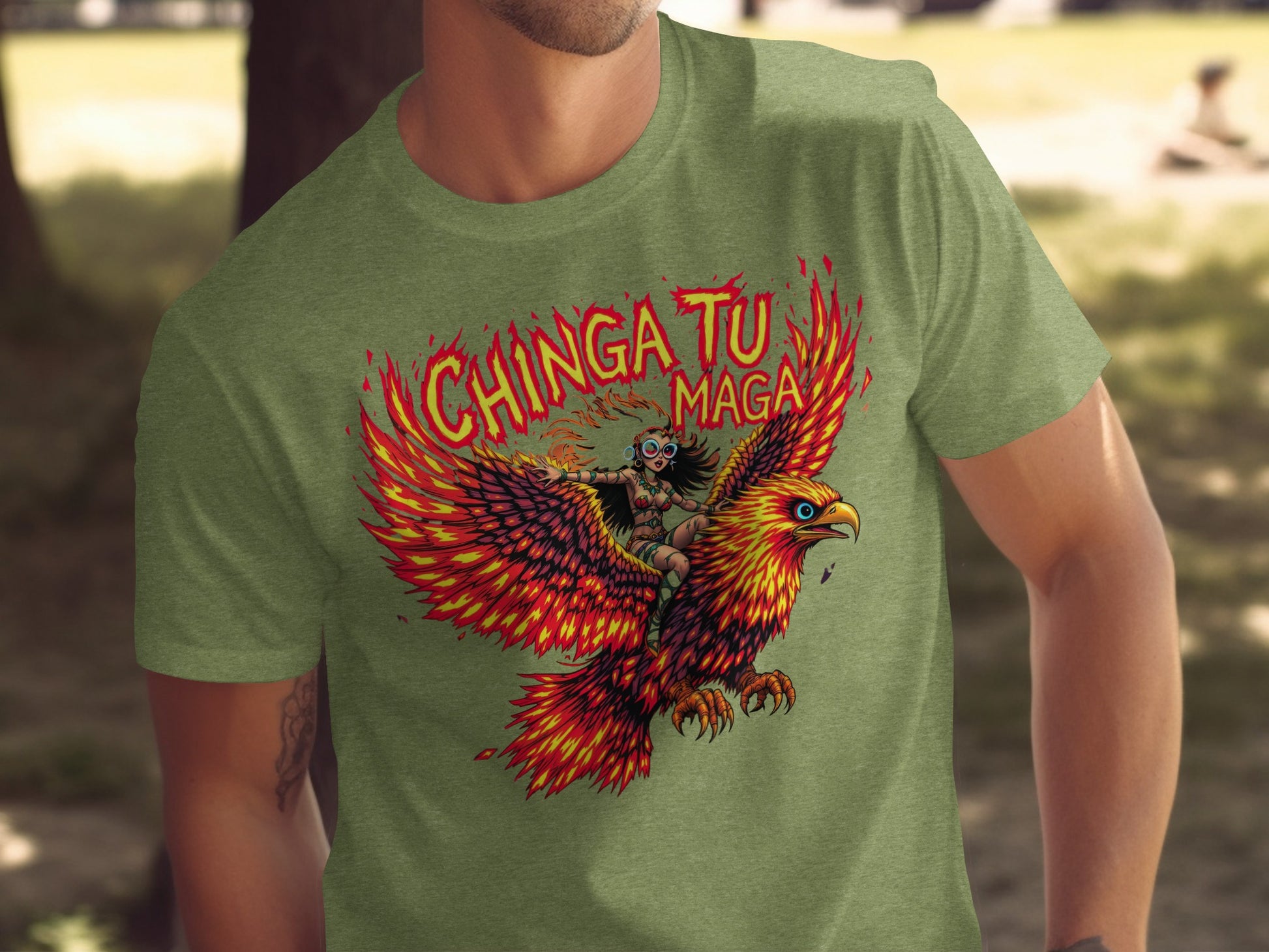 Vibrant Chinga Tu Maga Phoenix Art Graphic T Shirt Product