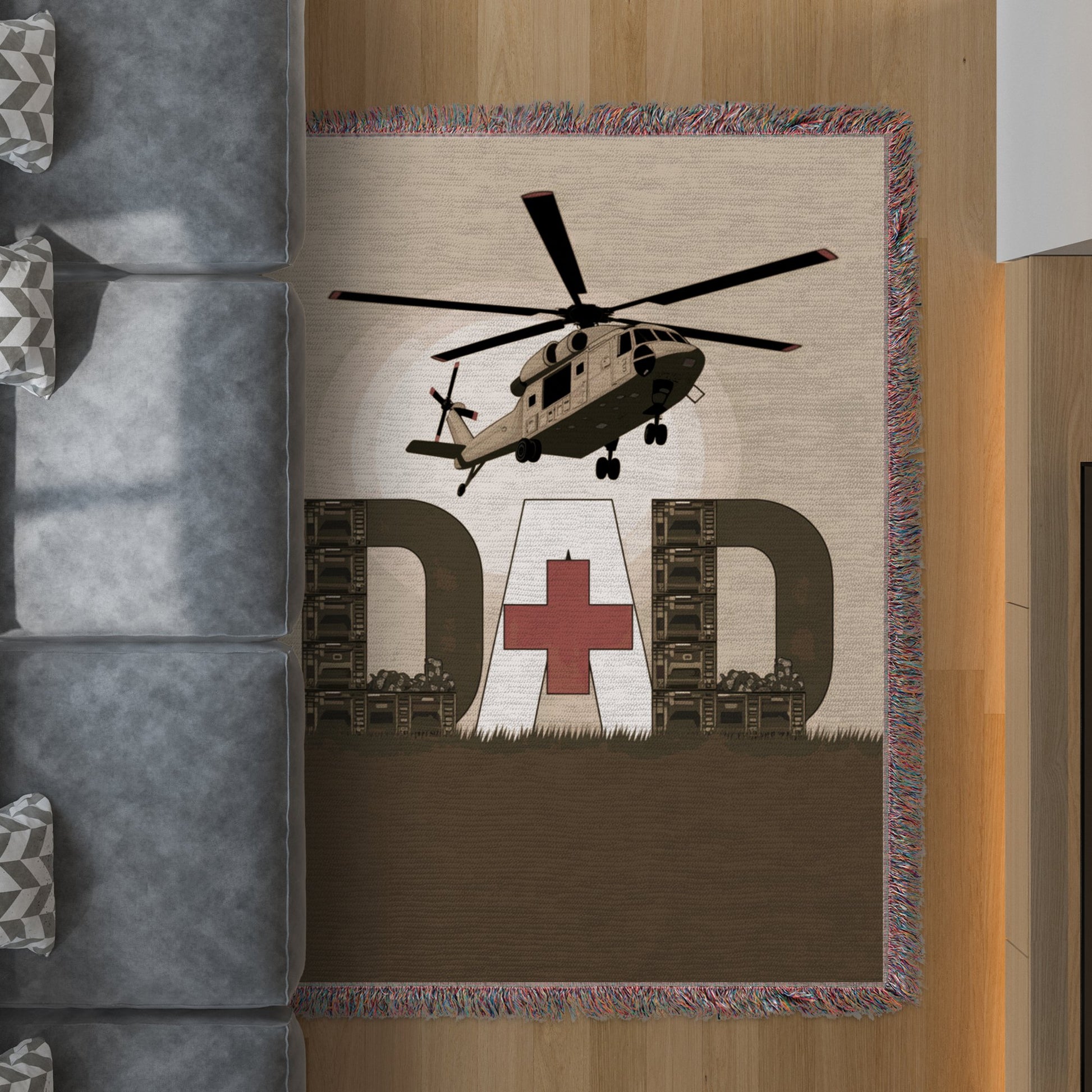 Helicopter Dad Design With Red Cross Accent Rug product