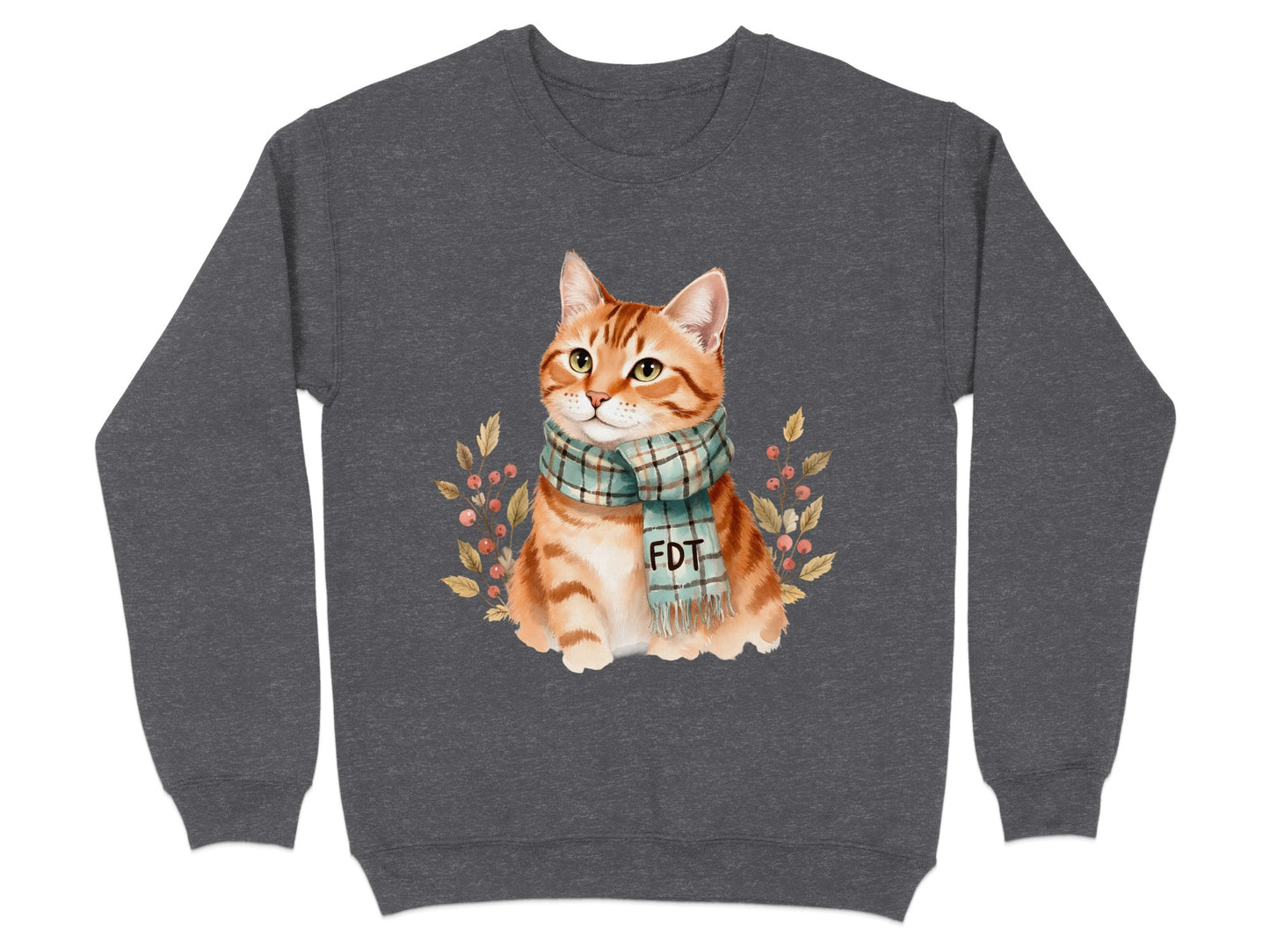 Cute Cat with Plaid Scarf Cozy Winter Sweatshirt Product