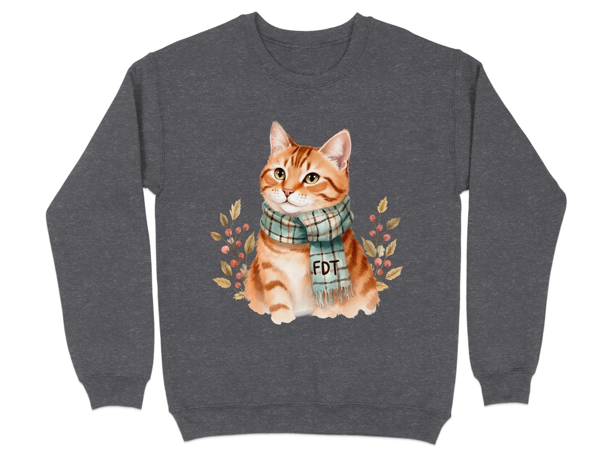 Cute Cat with Plaid Scarf Cozy Winter Sweatshirt Product