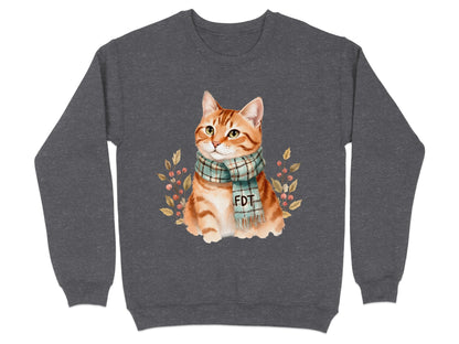 Cute Cat with Plaid Scarf Cozy Winter Sweatshirt Product