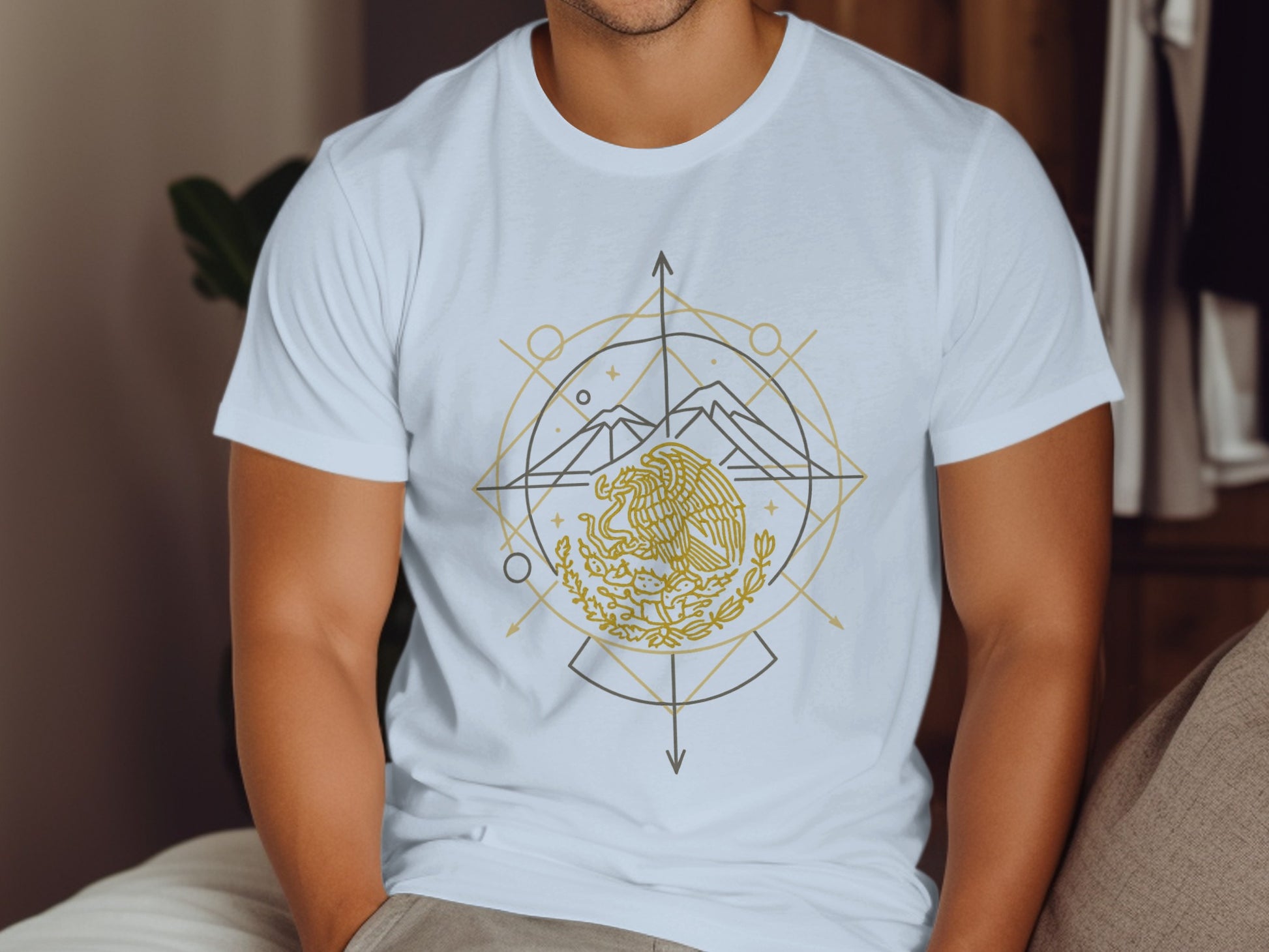 Mexican Eagle Emblem Design White Shirt product
