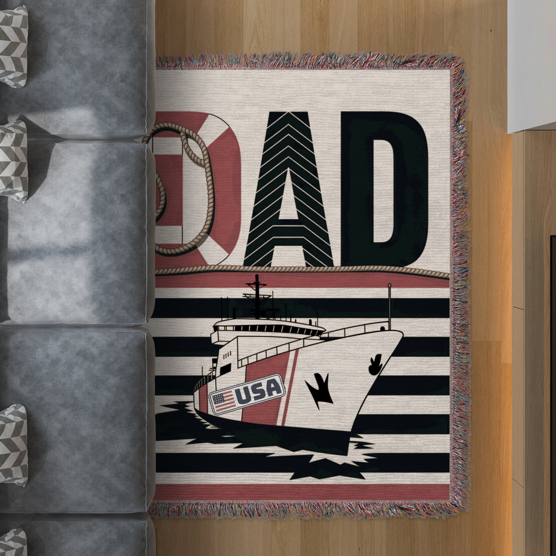 Dad USA Ship Design Rectangular Living Room Rug product type