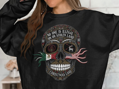 No One Is Illegal On Stolen Land Christmas Land Shirt