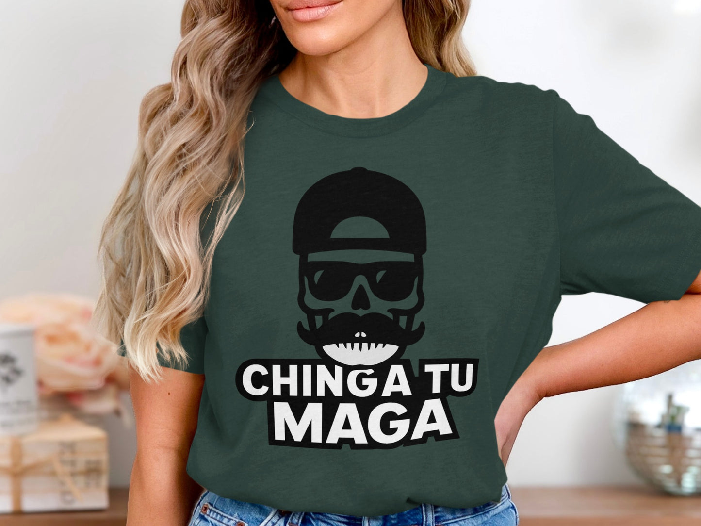 Chinga Tu Maga Skull Design Short Sleeve T-shirt