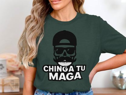 Chinga Tu Maga Skull Design Short Sleeve T-shirt