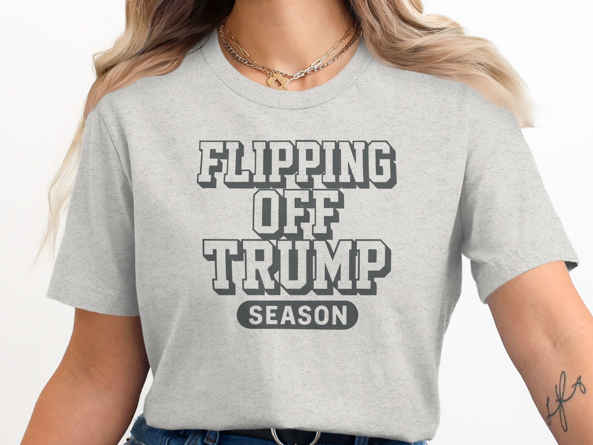 Flipping Off Trump Season Graphic T-Shirt